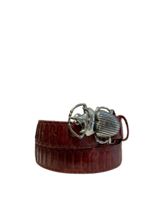 Ceinture Python Bordeaux...